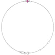 14K White Gold Natural Pink Tourmaline Bezel-Set Solitaire 6 1/2-7 1/2" Bracelet