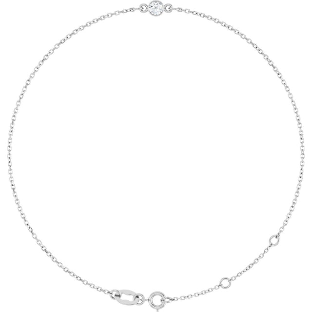 14K White Gold 1/10 CT Natural Diamond 6 1/2-7 1/2" Bracelet