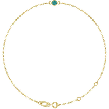 14K Yellow Gold Lab-Grown Alexandrite Bezel-Set Solitaire 6 1/2-7 1/2" Bracelet