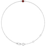 14K White Gold Natural Mozambique Garnet Bezel-Set Solitaire 6 1/2-7 1/2" Bracelet