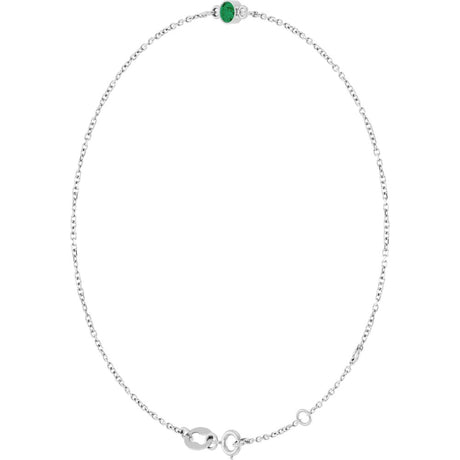 14K White Gold Lab-Grown Emerald Bezel-Set Solitaire 6 1/2-7 1/2" Bracelet