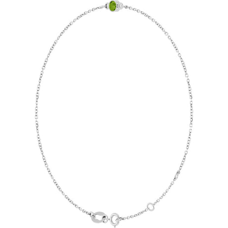 14K White Gold Natural Peridot Bezel-Set Solitaire 6 1/2-7 1/2" Bracelet