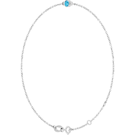Sterling Silver Natural Aquamarine Bezel-Set Solitaire 6 1/2-7 1/2" Bracelet