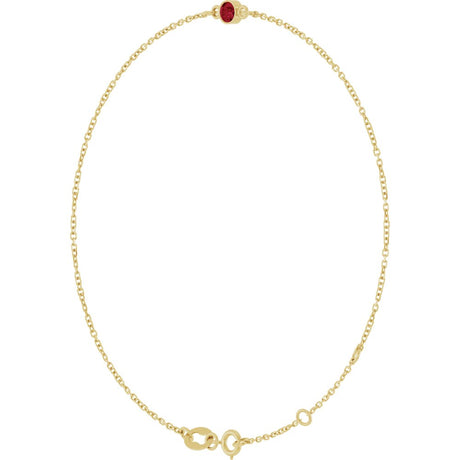 14K Yellow Gold Lab-Grown Ruby Bezel-Set Solitaire 6 1/2-7 1/2" Bracelet