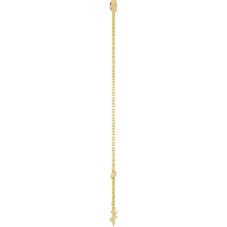 14K Yellow Gold Natural Pink Tourmaline Bezel-Set Solitaire 6 1/2-7 1/2" Bracelet