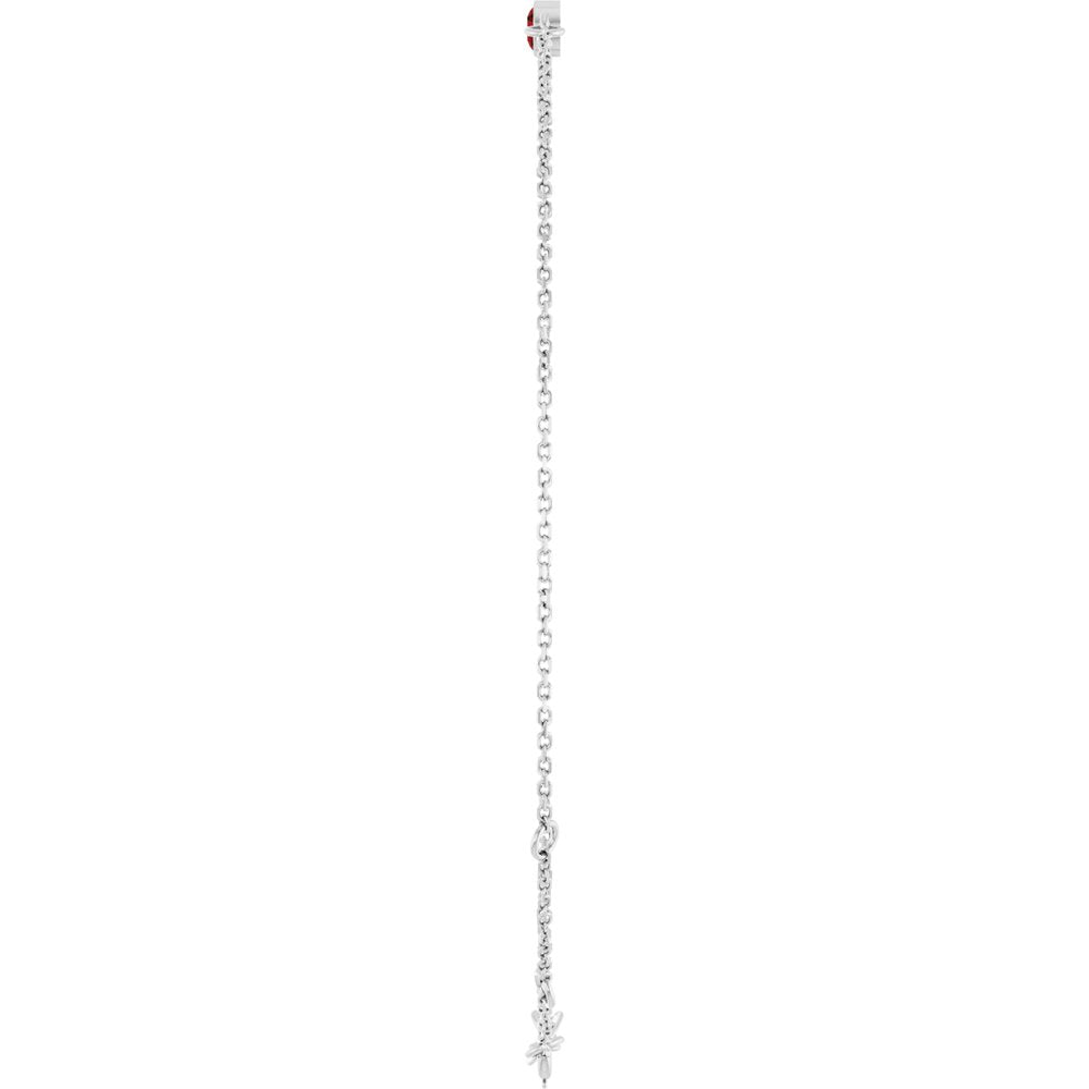 14K White Gold Natural Mozambique Garnet Bezel-Set Solitaire 6 1/2-7 1/2" Bracelet
