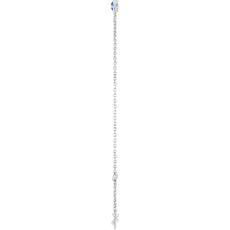 Sterling Silver Lab-Grown Blue Sapphire Bezel-Set Solitaire 6 1/2-7 1/2" Bracelet