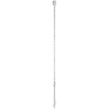 14K White Gold Natural Amethyst Bezel-Set Solitaire 6 1/2-7 1/2" Bracelet