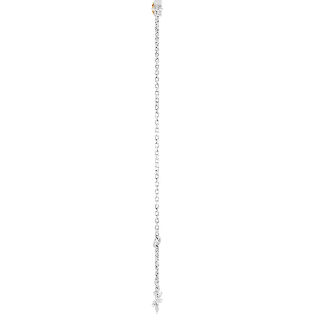 14K White Gold Natural Citrine Bezel-Set Solitaire 6 1/2-7 1/2" Bracelet