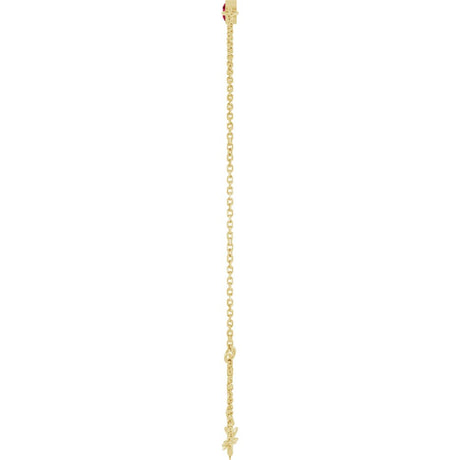14K Yellow Gold Lab-Grown Ruby Bezel-Set Solitaire 6 1/2-7 1/2" Bracelet
