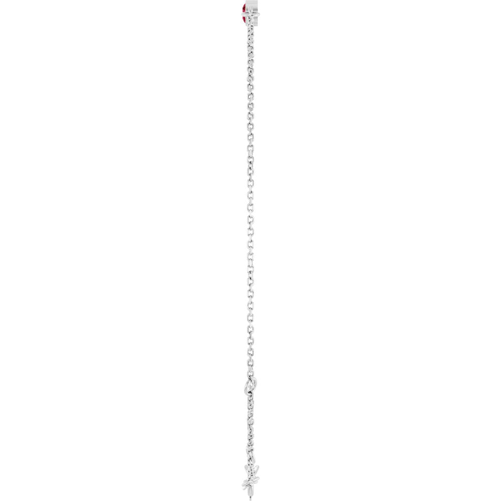 Sterling Silver Lab-Grown Ruby Bezel-Set Solitaire 6 1/2-7 1/2" Bracelet