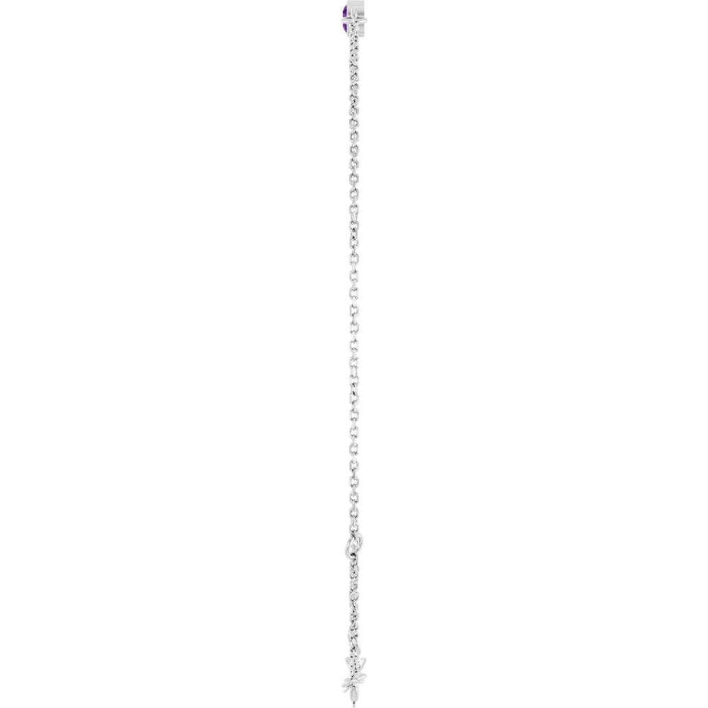 Sterling Silver Natural Amethyst Bezel-Set Solitaire 6 1/2-7 1/2" Bracelet