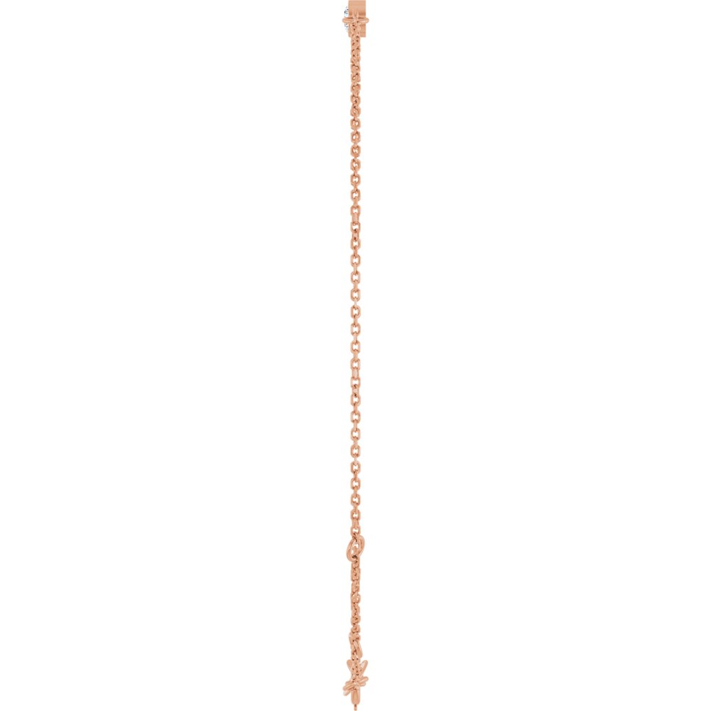 14K Rose Gold 1/10 CT Natural Diamond 6 1/2-7 1/2" Bracelet