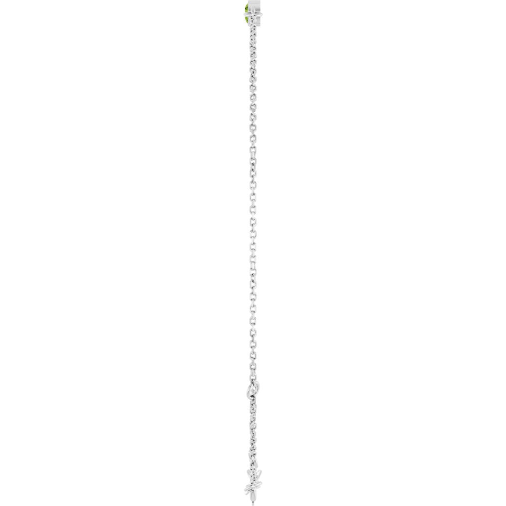 Sterling Silver Natural Peridot Bezel-Set Solitaire 6 1/2-7 1/2" Bracelet