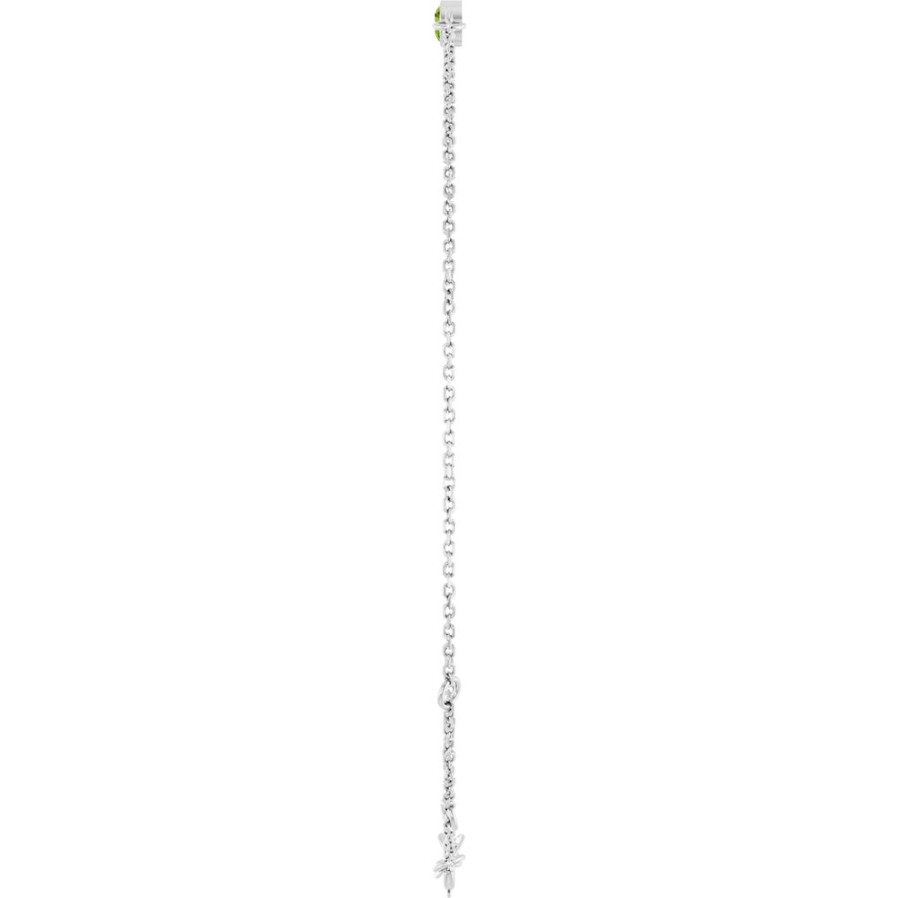 14K White Gold Natural Peridot Bezel-Set Solitaire 6 1/2-7 1/2" Bracelet