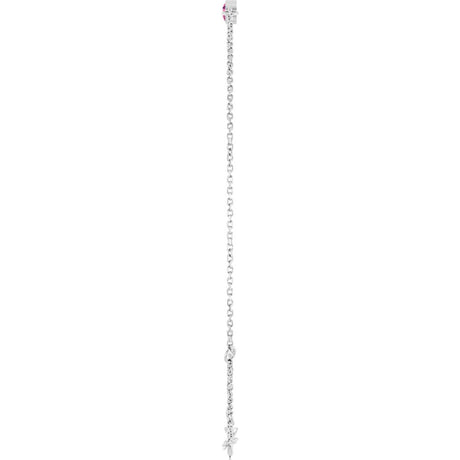 14K White Gold Natural Pink Tourmaline Bezel-Set Solitaire 6 1/2-7 1/2" Bracelet