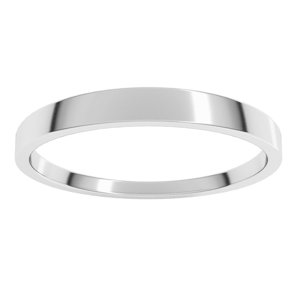 14K White Gold 2.5 mm Lightweight Tapered Flat Band Size 9