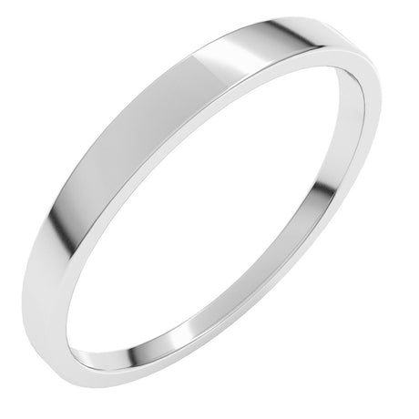 14K White Gold 2.5 mm Lightweight Tapered Flat Band Size 9