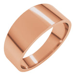 14K Rose Gold 8 mm Lightweight Tapered Flat Band Size 8.5