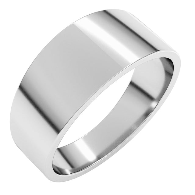 14K White Gold 8 mm Lightweight Tapered Flat Band Size 7