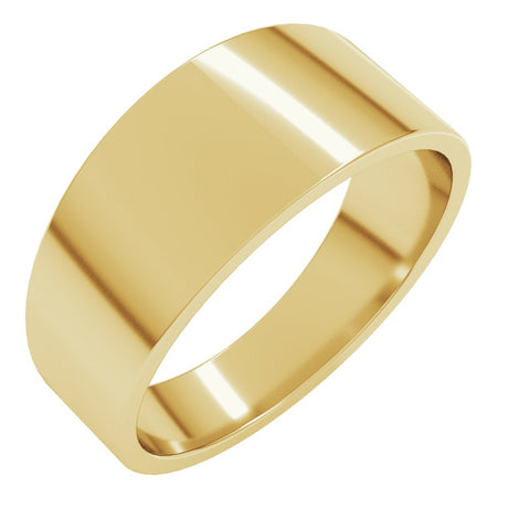 14K Yellow Gold 8 mm Lightweight Tapered Flat Band Size 11
