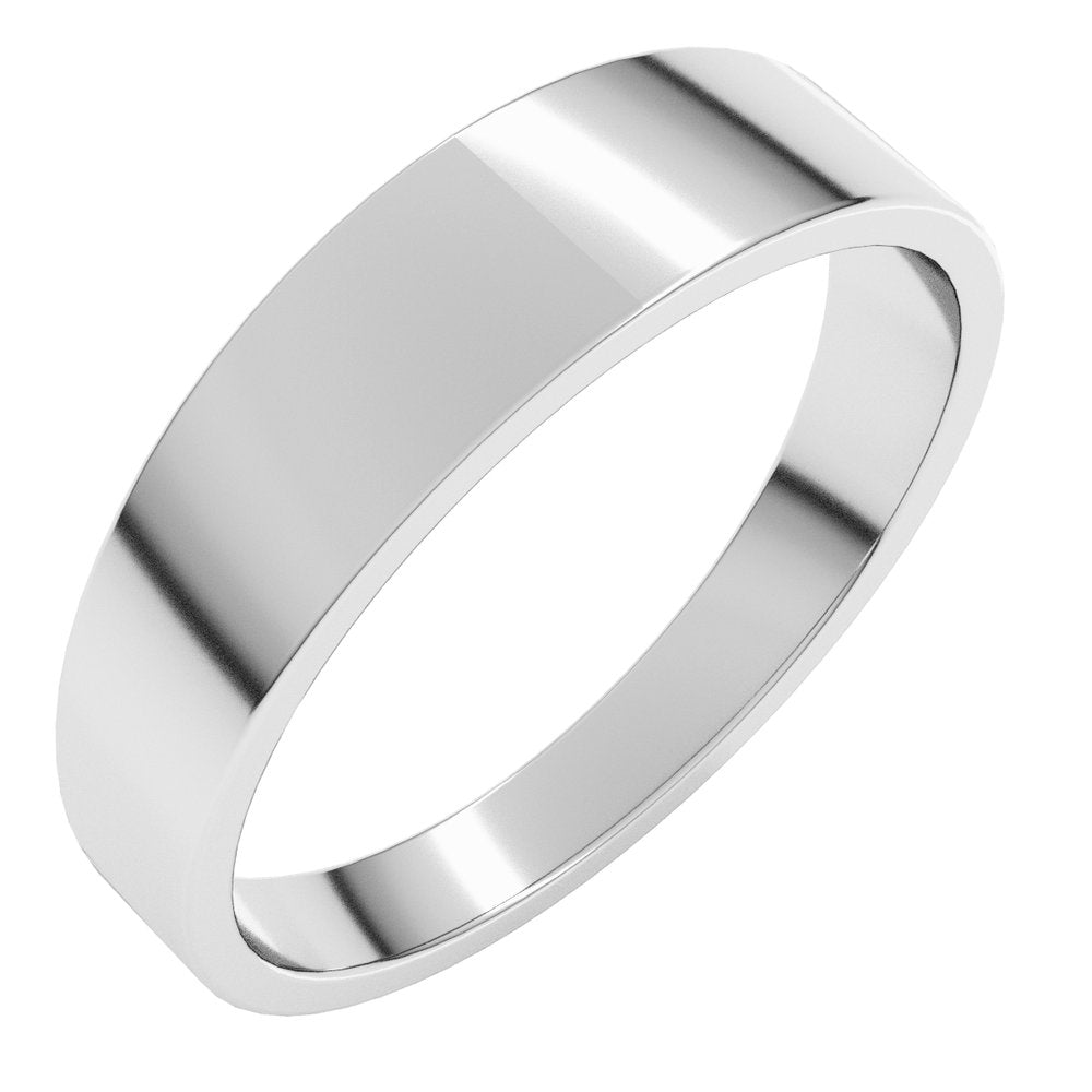 14K White Gold 5 mm Lightweight Tapered Flat Band Size 10