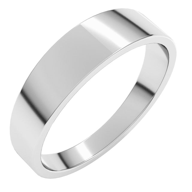14K White Gold 5 mm Lightweight Tapered Flat Band Size 10
