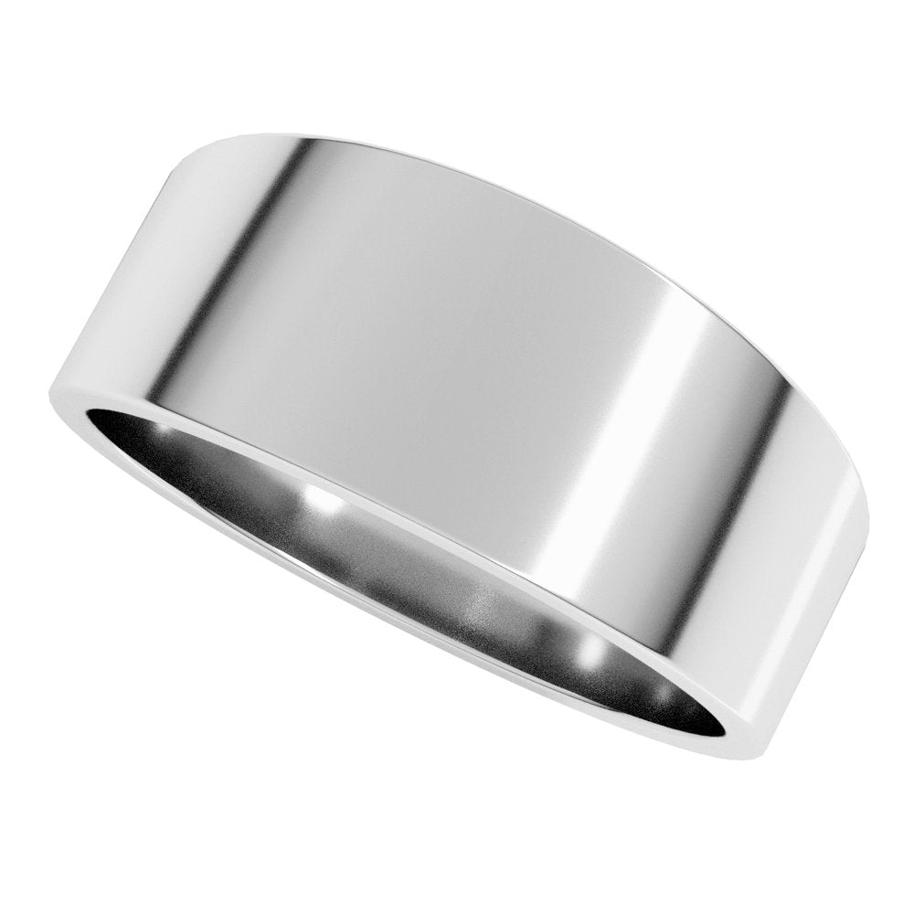 14K White Gold 8 mm Lightweight Tapered Flat Band Size 7