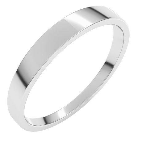 14K White Gold 3 mm Lightweight Tapered Flat Band Size 7.5