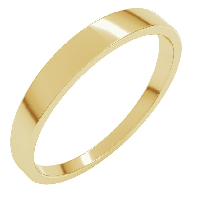 14K Yellow Gold 3 mm Lightweight Tapered Flat Band Size 6