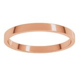 14K Rose Gold 2 mm Lightweight Flat Band Size 8