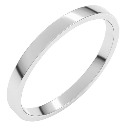 14K White Gold 2 mm Lightweight Flat Band Size 6