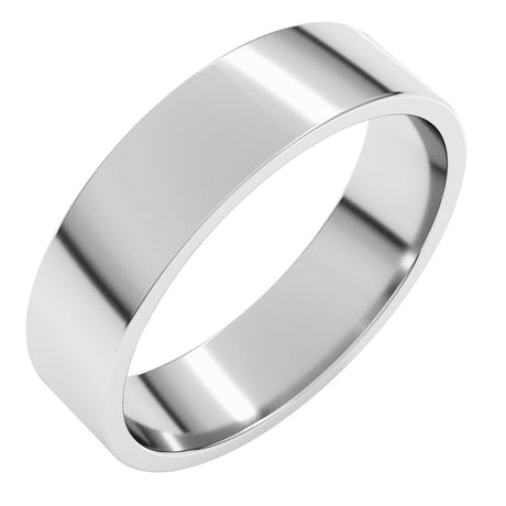 14K White Gold 5 mm Lightweight Flat Band Size 6.5