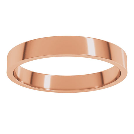 14K Rose Gold 3 mm Lightweight Flat Band Size 7