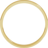 14K Yellow Gold 2 mm Lightweight Flat Band Size 5