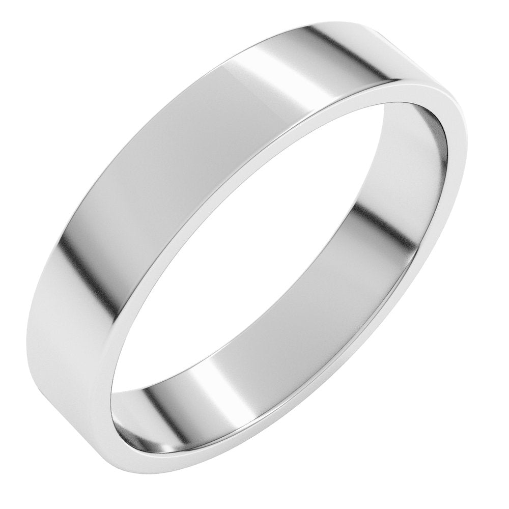 14K White Gold 4 mm Lightweight Flat Band Size 6.5