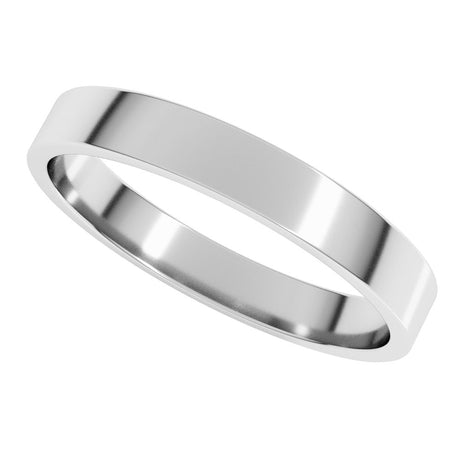 14K White Gold 3 mm Lightweight Flat Band Size 10.5