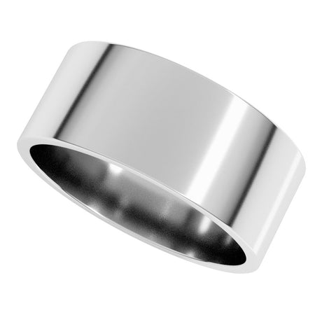14K White Gold 8 mm Lightweight Flat Band Size 11