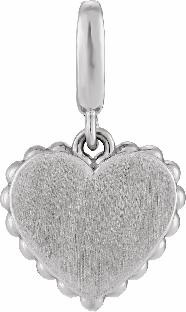 Sterling Silver Engravable Heart Charm/Pendant