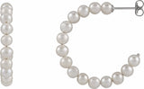 Sterling Silver Cultured White Freshwater Pearl Hoop Earrings