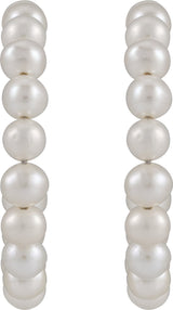 Sterling Silver Cultured White Freshwater Pearl Hoop Earrings