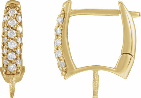 14K Yellow Gold 1/6 CTW Natural Diamond Semi-Set Earrings for 9-9.5 mm Pearl