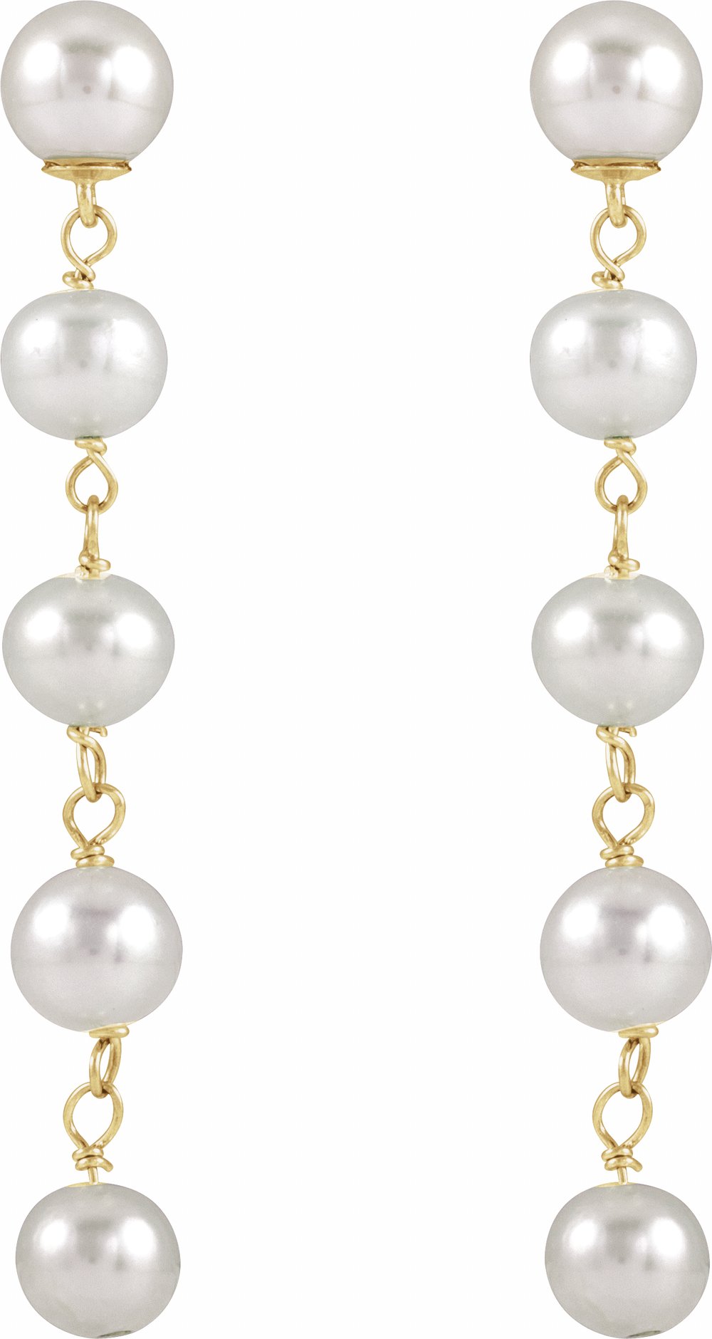 14K Yellow Gold Cultured White Freshwater Pearl Earrings