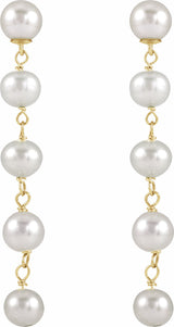 14K Yellow Gold Cultured White Freshwater Pearl Earrings