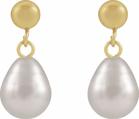 14K Yellow Gold-Filled Cultured White Freshwater Pearl Earrings