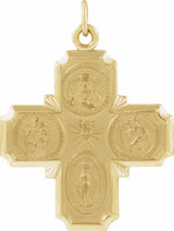 14K Yellow Gold 25x24 mm Four-Way Cross Medal