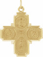 14K Yellow Gold 25x24 mm Four-Way Cross Medal