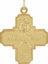 14K Yellow Gold 25x24 mm Four-Way Cross Medal
