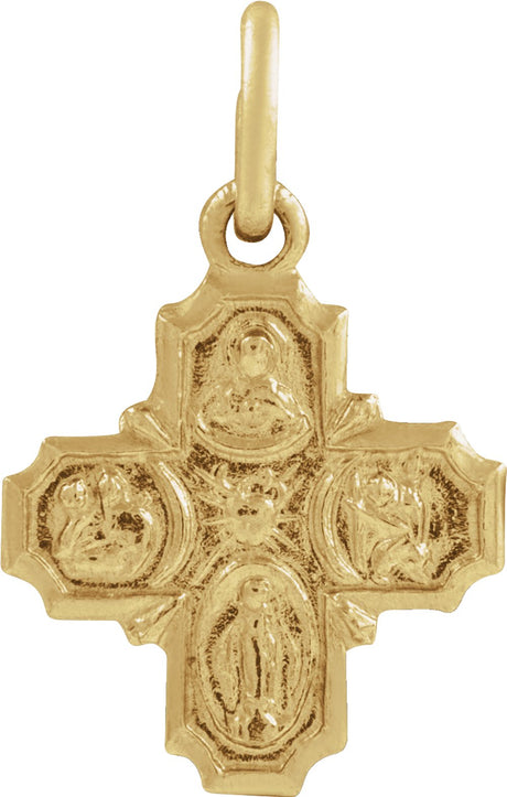 14K Yellow Gold 8x8 mm Four-Way Cross Medal 
