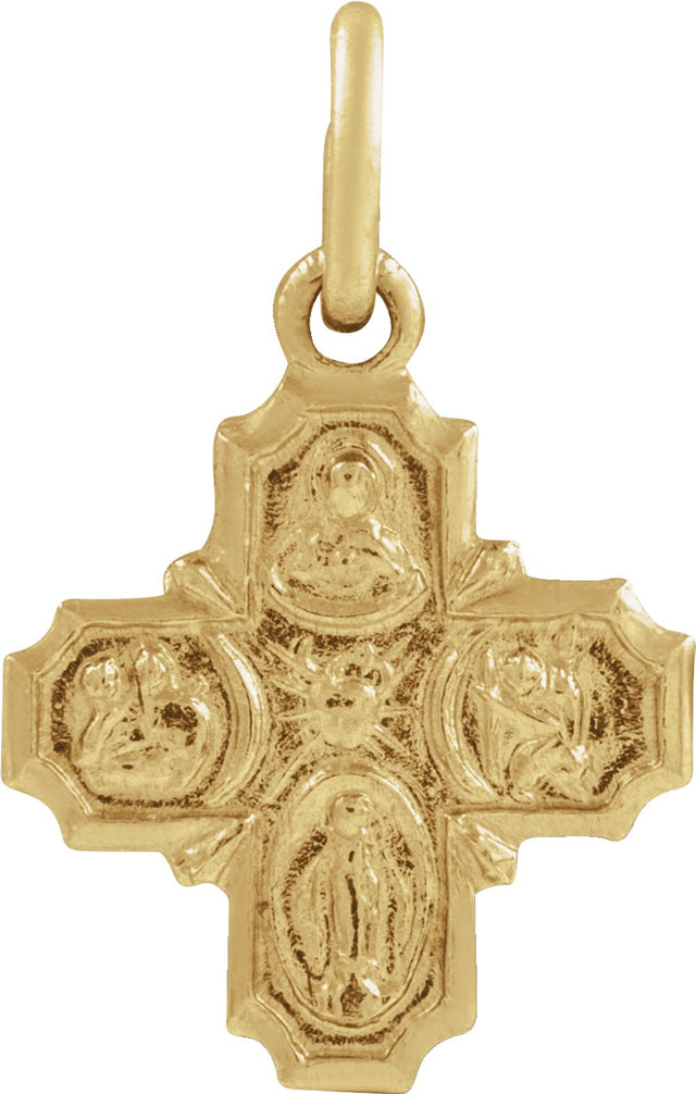 14K Yellow Gold 8x8 mm Four-Way Cross Medal 